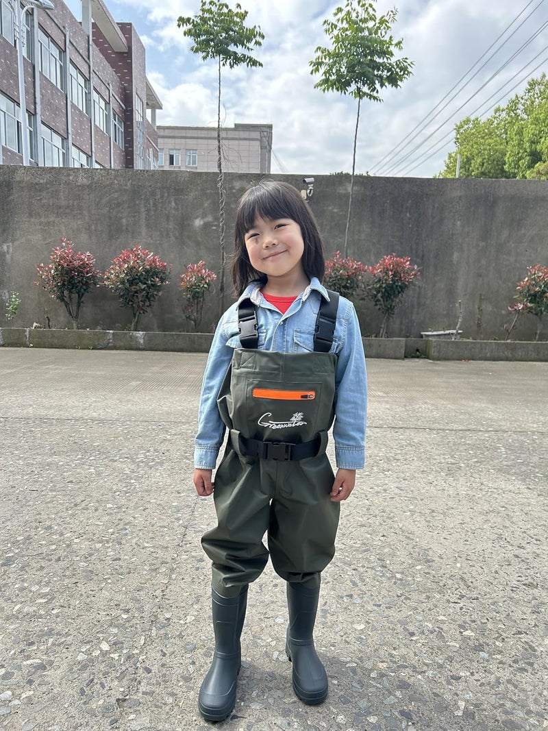 GREENWATER Kids Chest Waders Youth Fishing Waders with Boots Waterproof for Children Boys Girls Hanger & Bag Included - Image 2